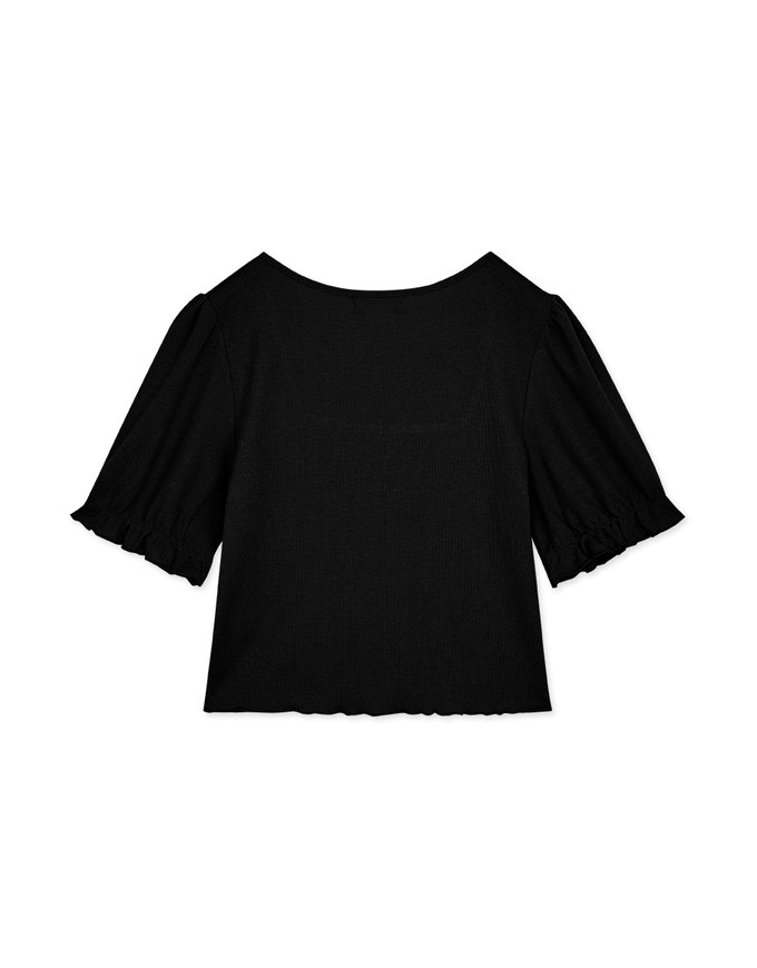 VIntage Square Neck Ruffle Sleeve Crop Top