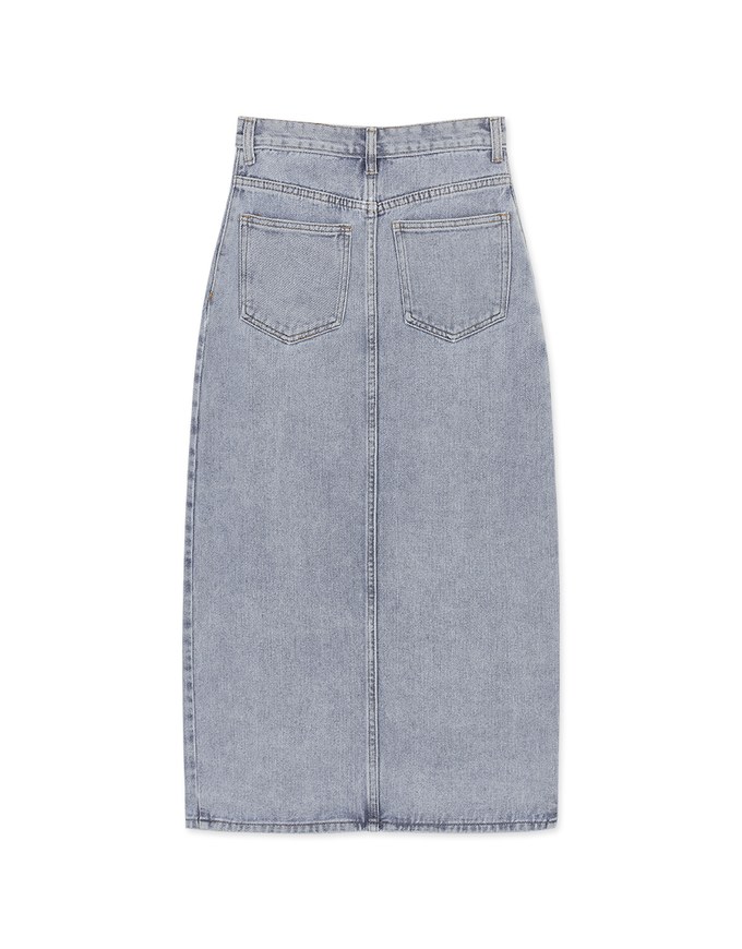 Urban Chic Side Slit Denim Jeans Midi Skirt