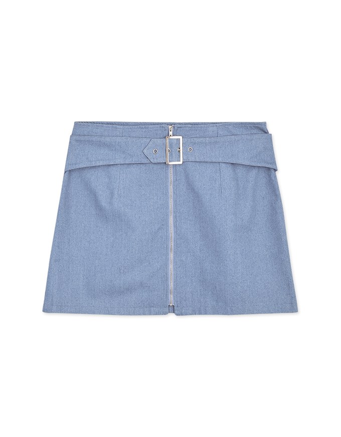 Elevated Detailing Front-Zipper Denim Mini Skirt