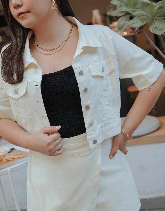Elevated Casual Shirt Crop Blazer Jacket (With Shoulder Pads)
