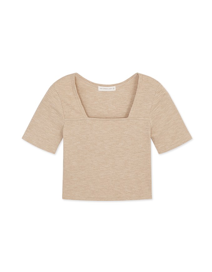 Square-Necked Knit Crop Top