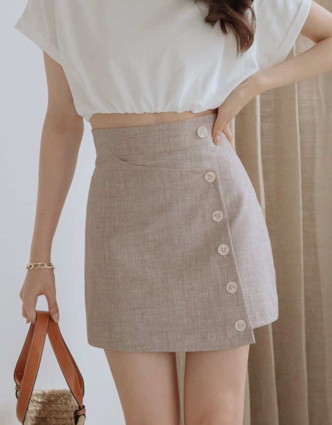 Edgy Chic Asymmetric Breasted Skirt
