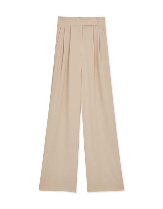 Edgy Smart High-Waist Side Button Pleated Pants