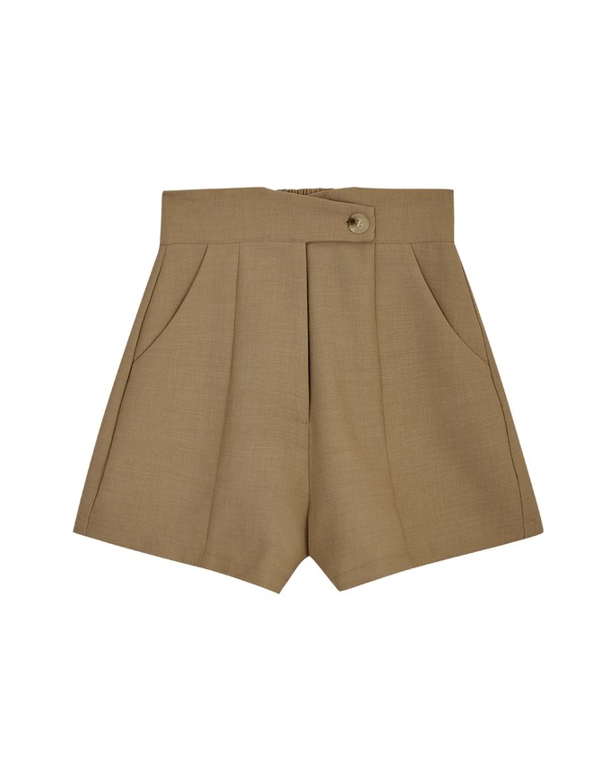 Crossover High Waisted Cotton Linen Shorts