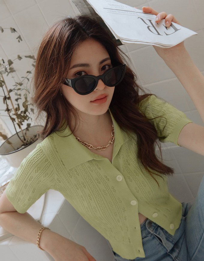 Elevated Detailing Hollow Knit Top