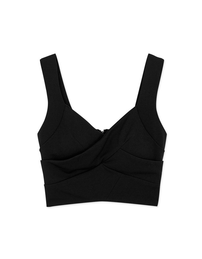 Enhanced Crossover Pleated Bra Padded Tank Top (With Padding)