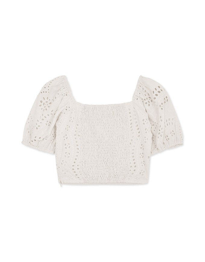 Embroidered Square Neck Twist Crop Top