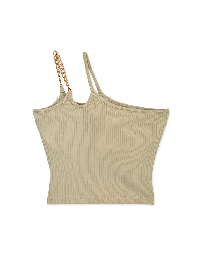 【Air Cool 2.0】Zero-Wearing Comfortable Breasts One-Shoulder Gold Chain Bra Top