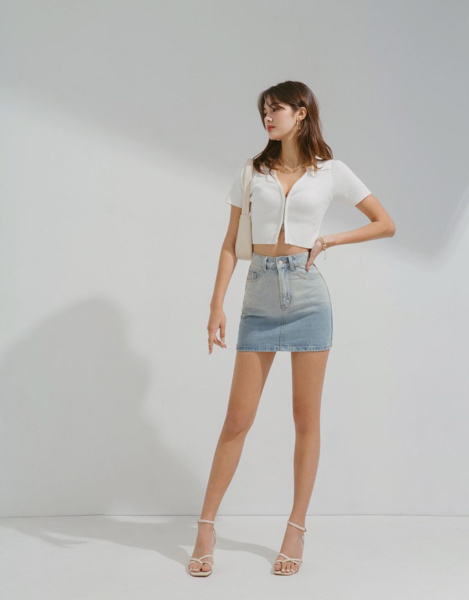Modern Chic Ombré High Waisted Denim Jeans Mini Skirt