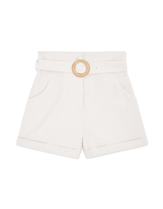 Minimalist Staple High Waist Cotton Shorts (With Belt)