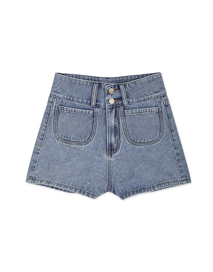 High Waisted Pocket Denim Jeans Shorts