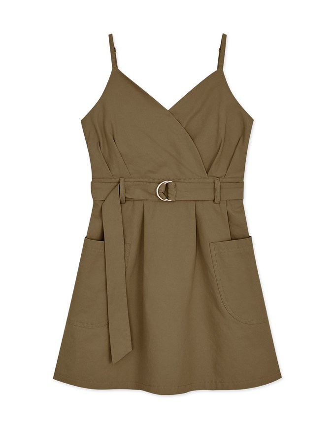 Minimal Chic Crossover Belted Mini Dress