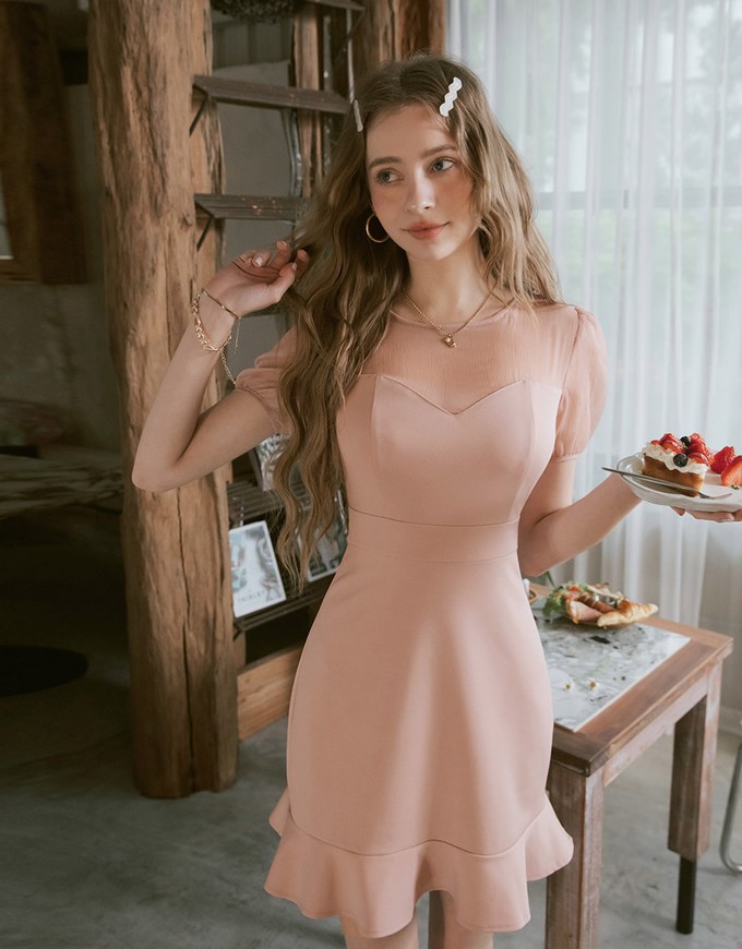 Elegant Sweetheart Splice Ruffle Mini Dress