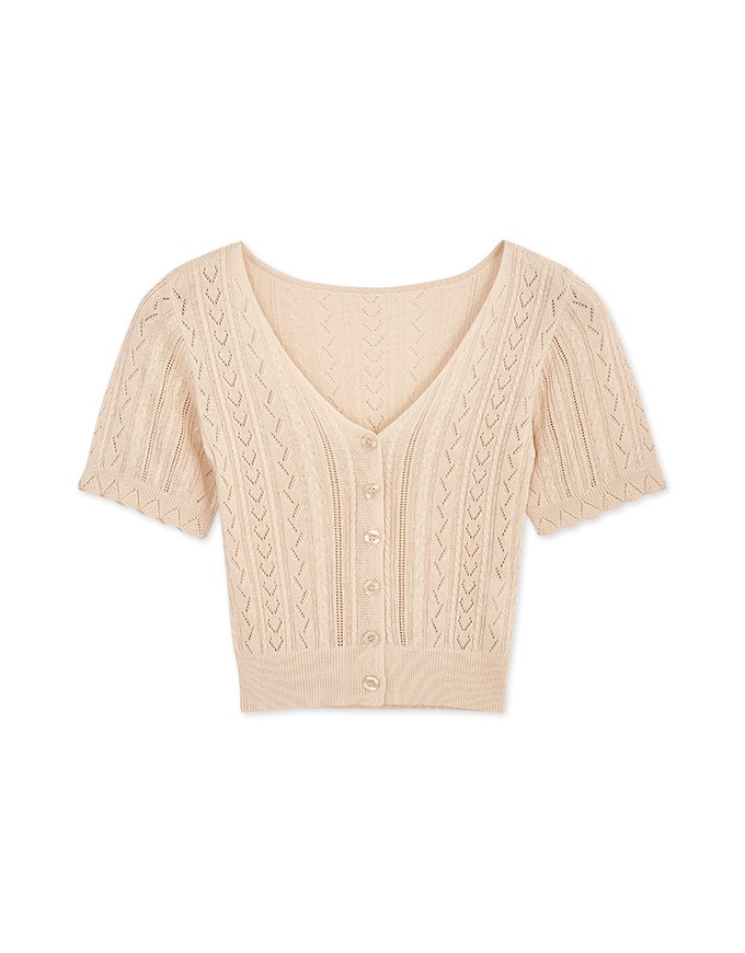 Minimal Chic Pattern Buttoned Knit Crop Top