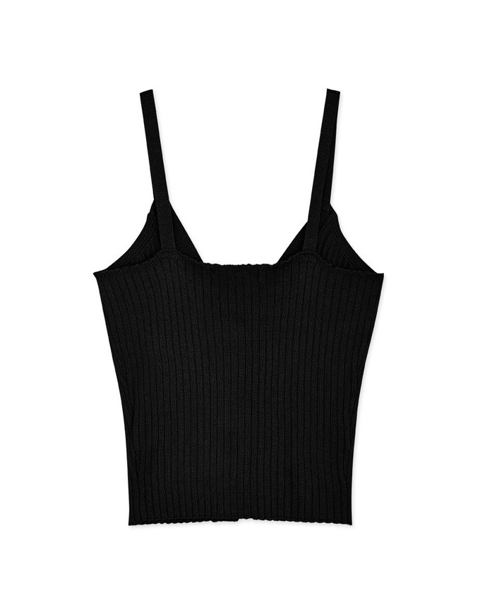 Pitched Button Knit Crop Top