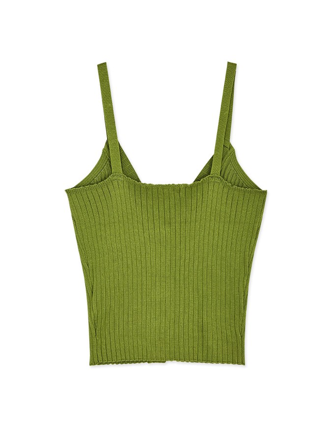 Pitched Button Knit Crop Top