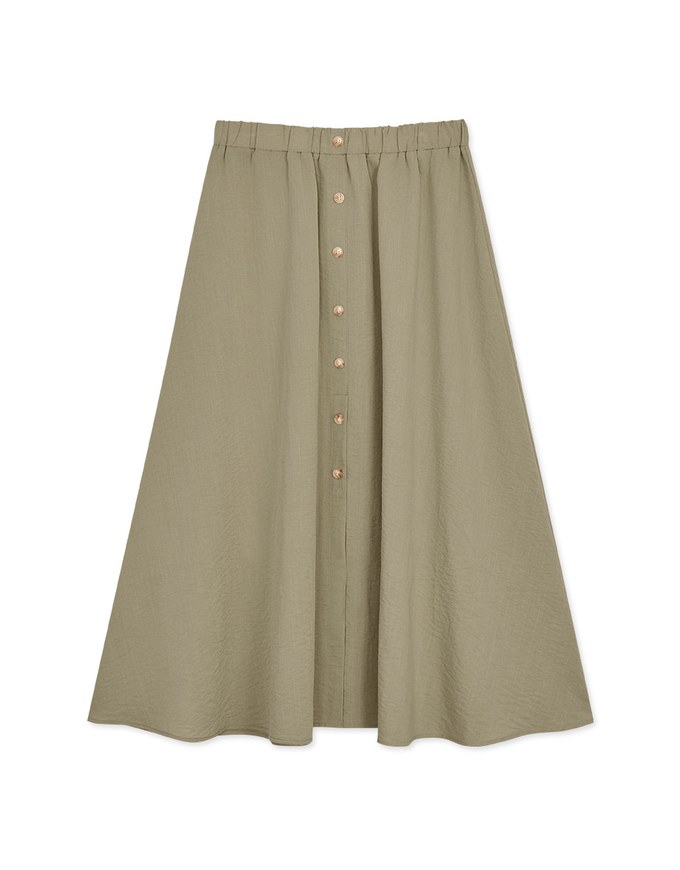 Elevated Casual Buttoned Slit Flowy Maxi Skirt