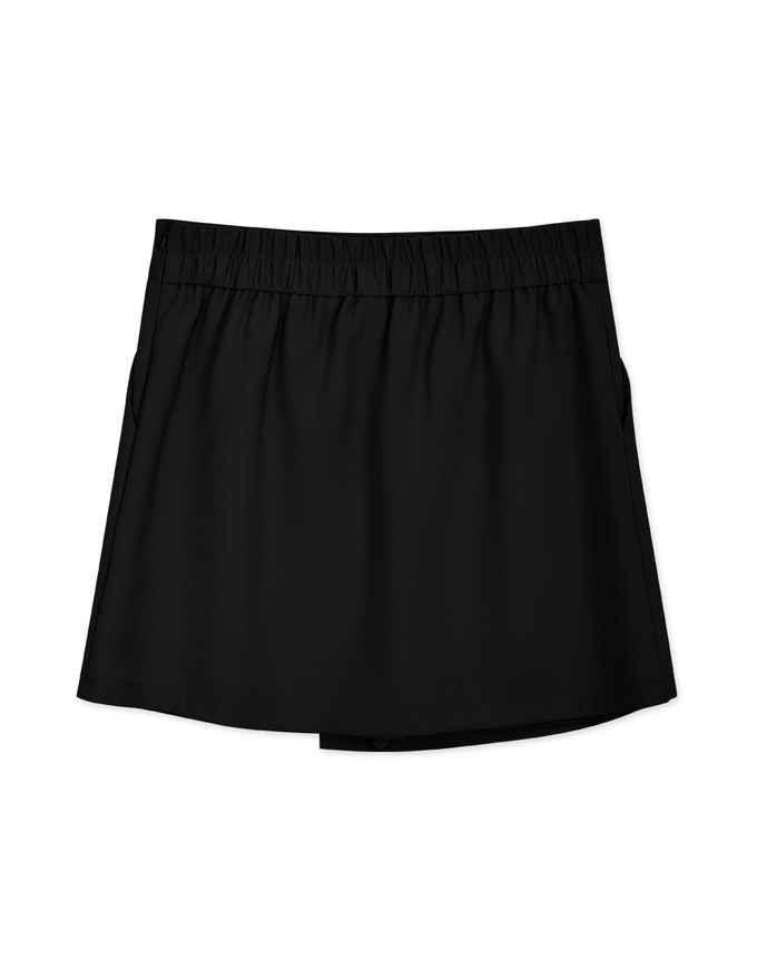 Curved Cut Gold Button Skort