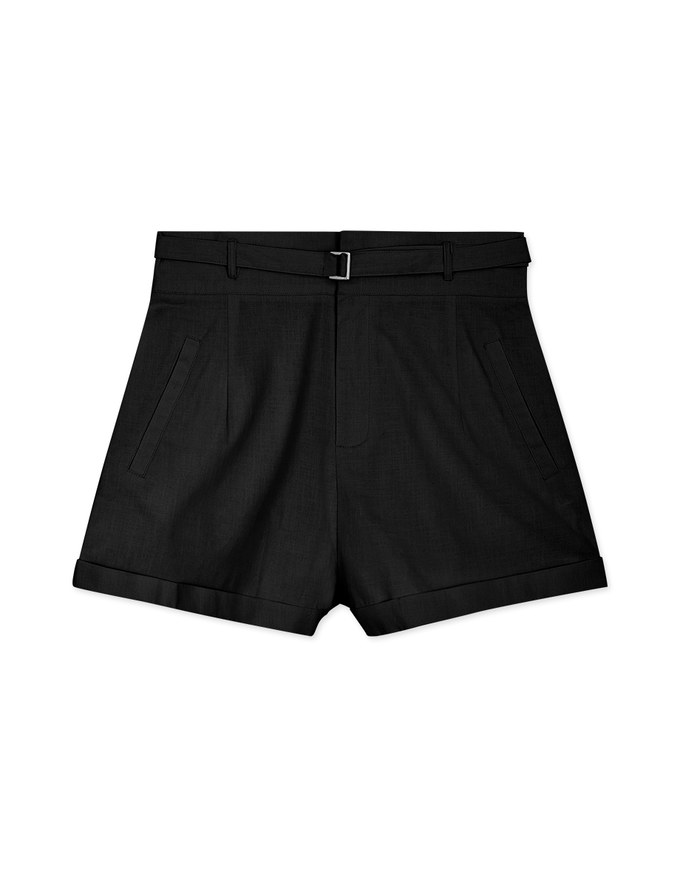 Basic Versatile High Waisted Turn-Up Shorts (With Belt)