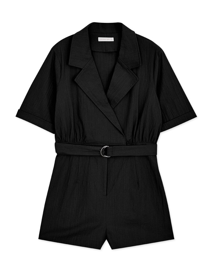 Smart Casual Suit Collar Playsuit (With Belt)