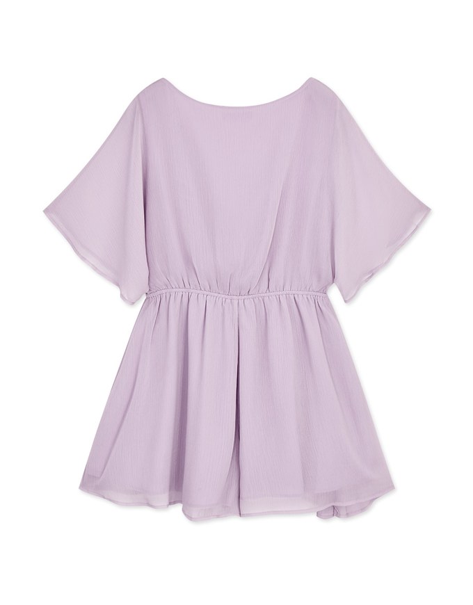 Front Tie-Ribbon Buttoned Chiffon Playsuit