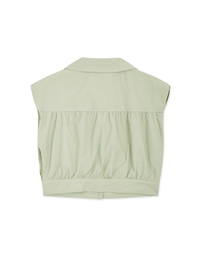 Smart Casual Sleeveless Lapel Crop Blouse