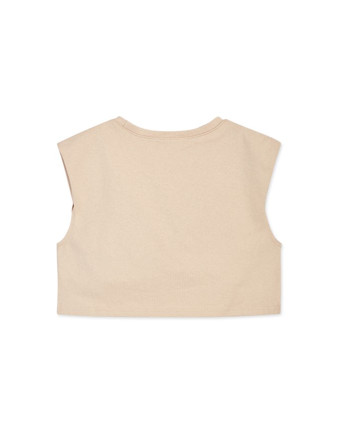Round Neck Fake Two-Piece Sleeveless Padded Top