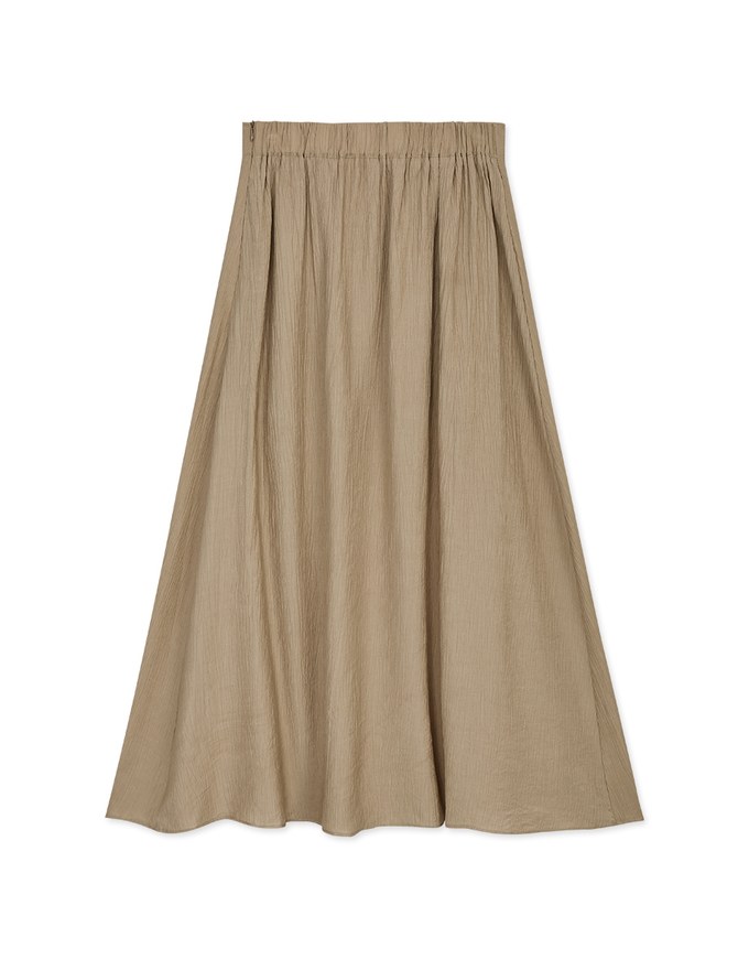 Crinkled Textured Slit Maxi Skirt