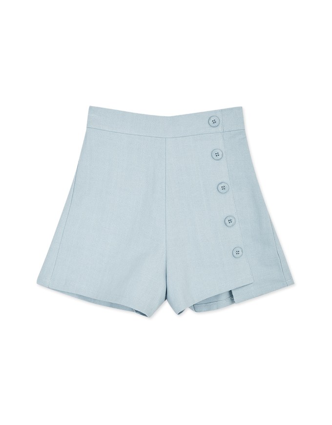 Single-side Button Asymmetrical Shorts