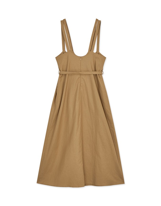 Whimsical Double Strap Pinafore Maxi Dress (With Belt)