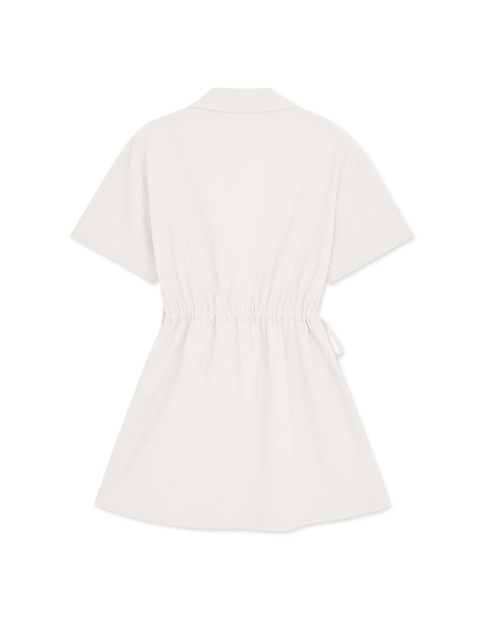 【Vacanza】Laidback Side Dual-Drawstring Mini Shirt Dress