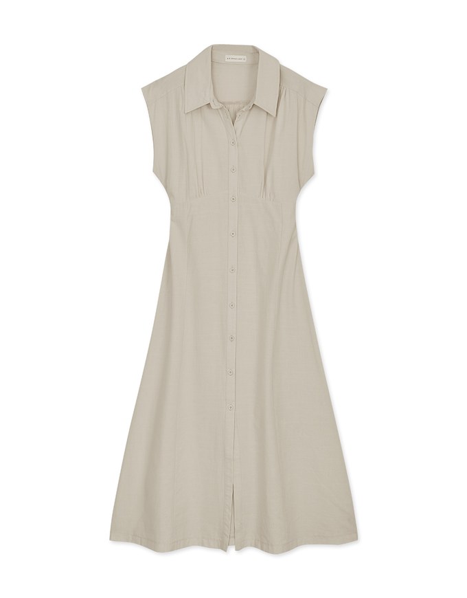 Cotton Linen Sleeveless Shirt Maxi Dress