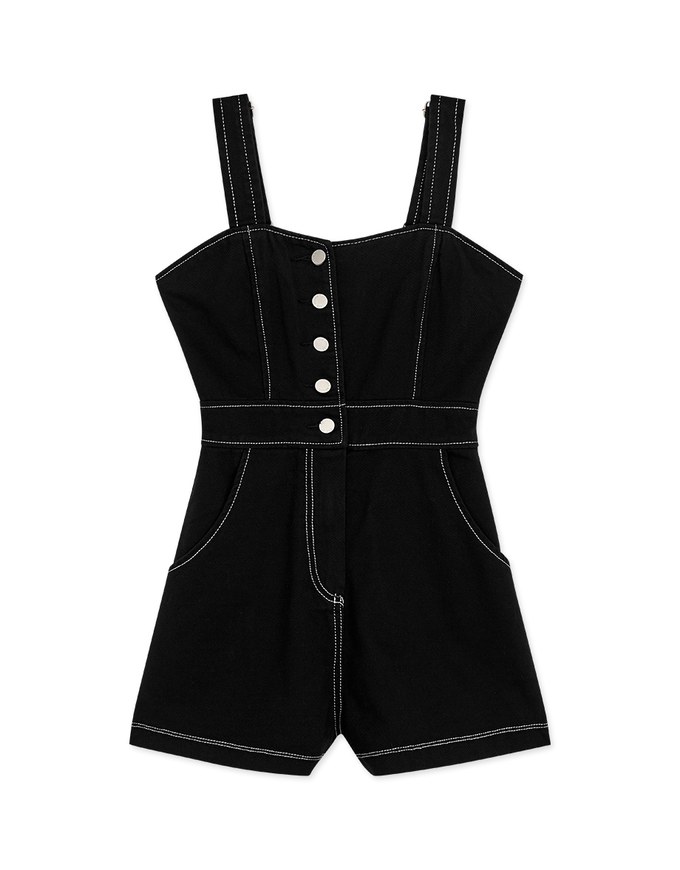 Thick Strap Tailored Buttoned Playsuit