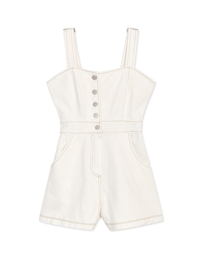 Thick Strap Tailored Buttoned Playsuit
