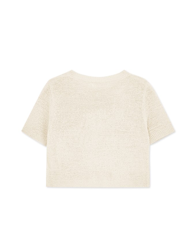 Simple Plain Thin Knitted Short Sleeve Top