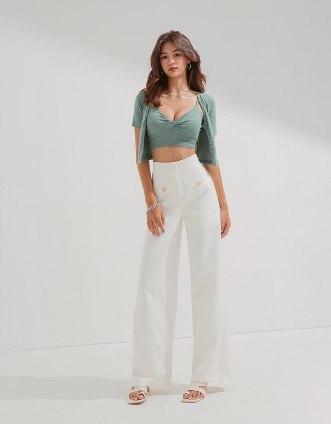 Twisted Cropped Two-Piece Top With Chest Pad