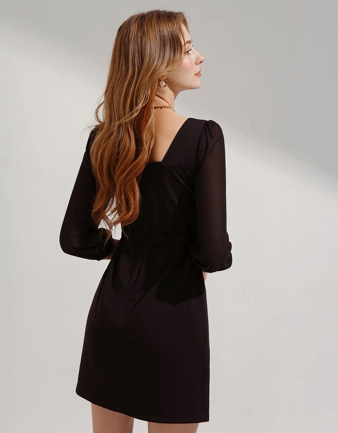 Elegant Heart Puff Sleeve Mini Dress