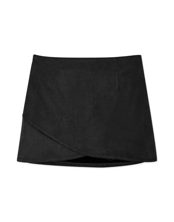 Overlap Suede Mini Skirt