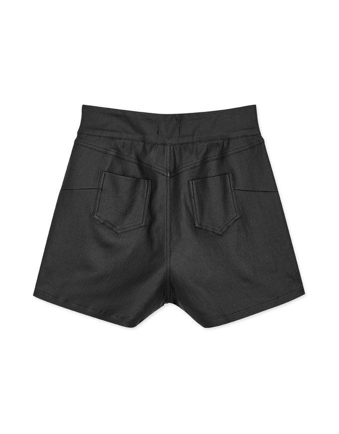 High Waisted Slim Faux Leather Shorts