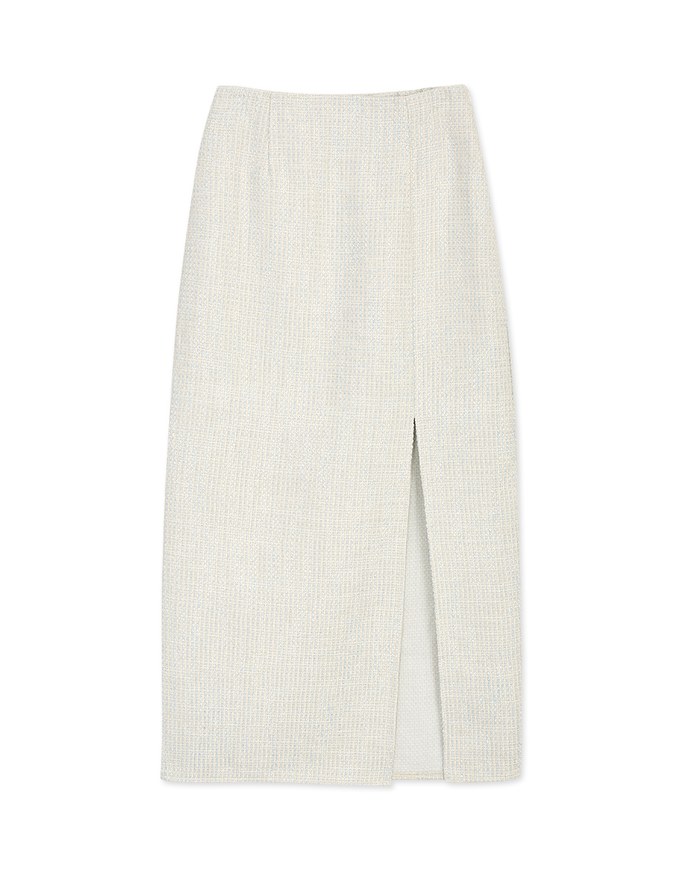 Classic Tweed Slit Maxi Skirt