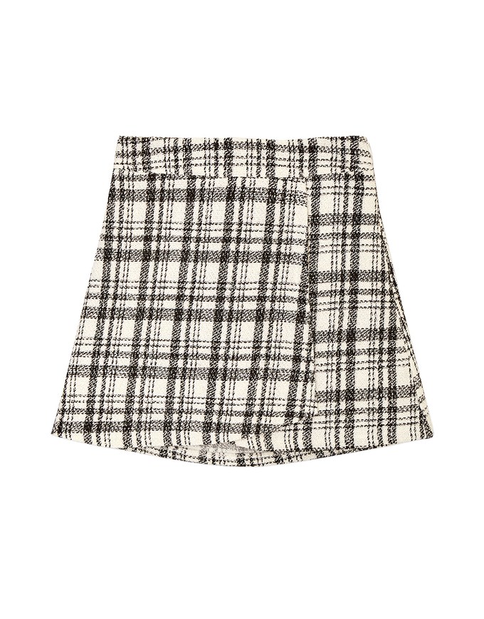 Overlap Checkered A Line Skirt