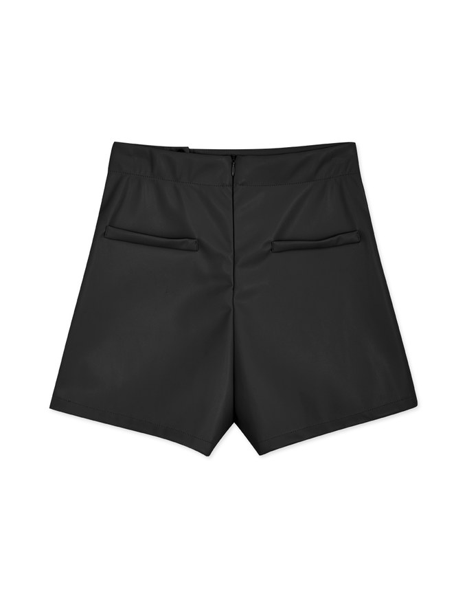 360° High Waisted Buttoned Faux Leather Skorts