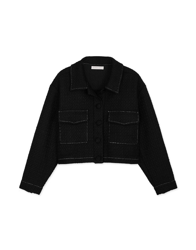 Classic Tweed Buttoned Blazer Jacket