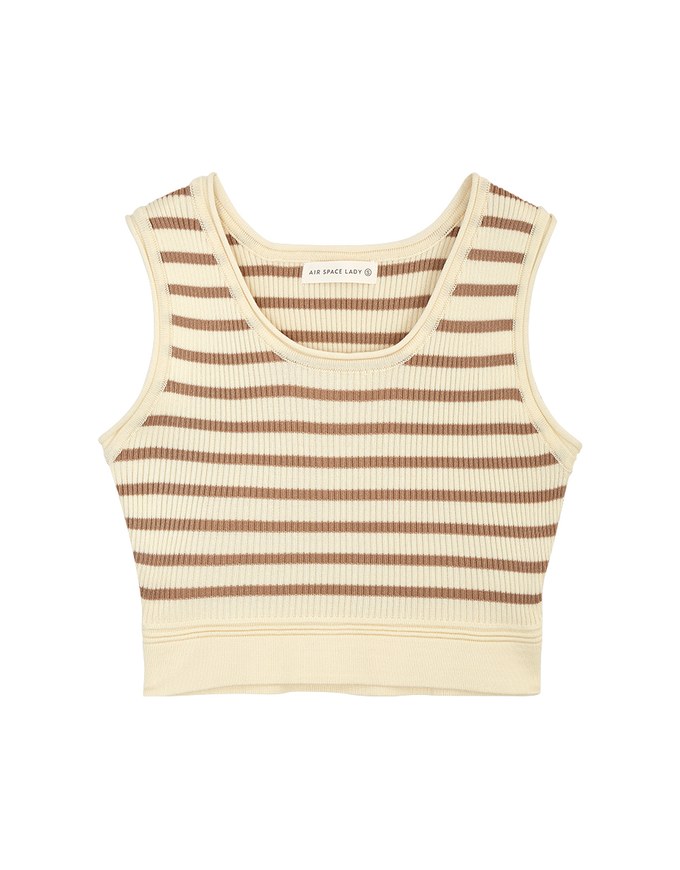 Color Striped Crop Knit Tank Top