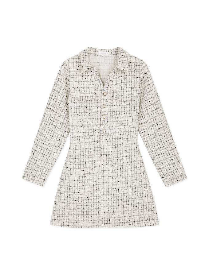 Petite Check Pattern Button-Down Shirt Mini Dress