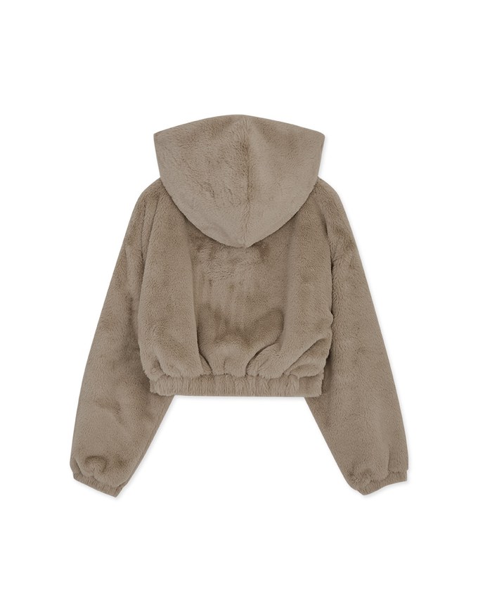 Hooded Fluffy Faux Fur Blazer Jacket