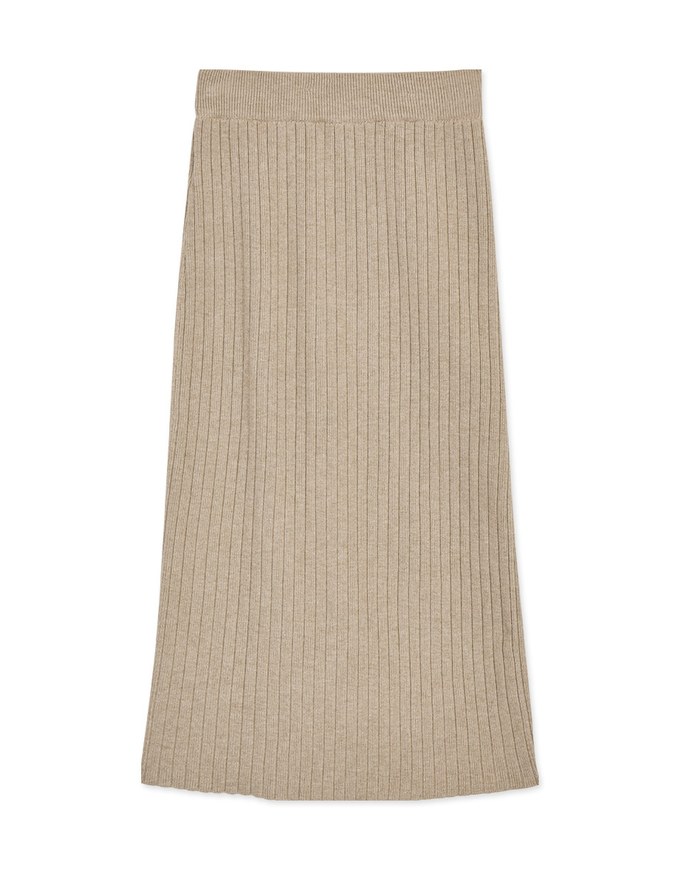 Long Knit Skirt With Side Zipper Slit