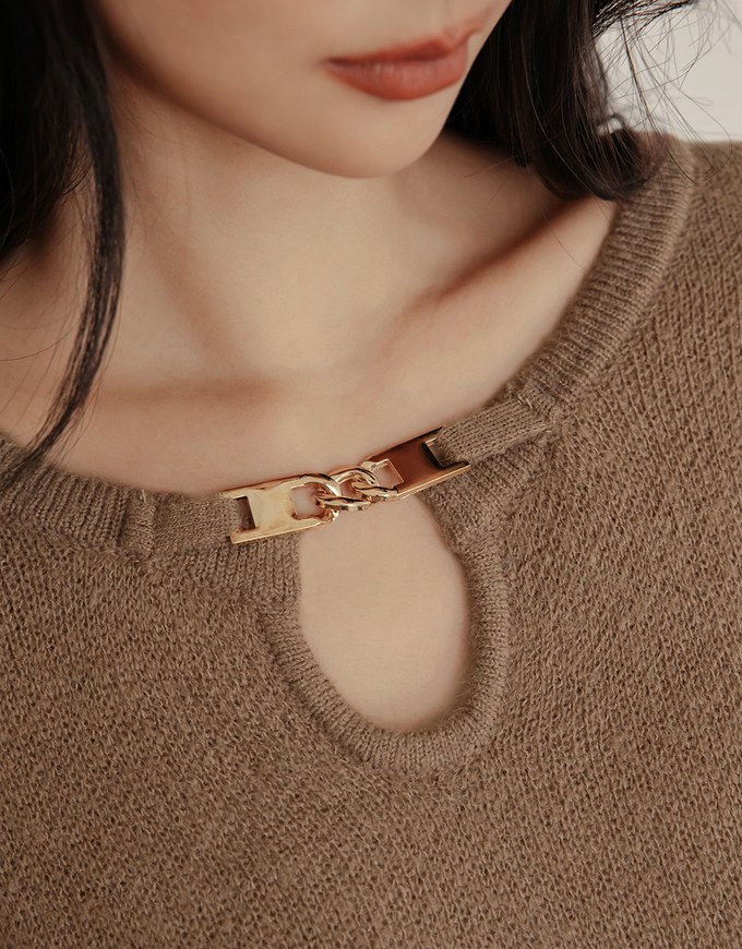 Gold Chased Cashmere Knit Loose Top