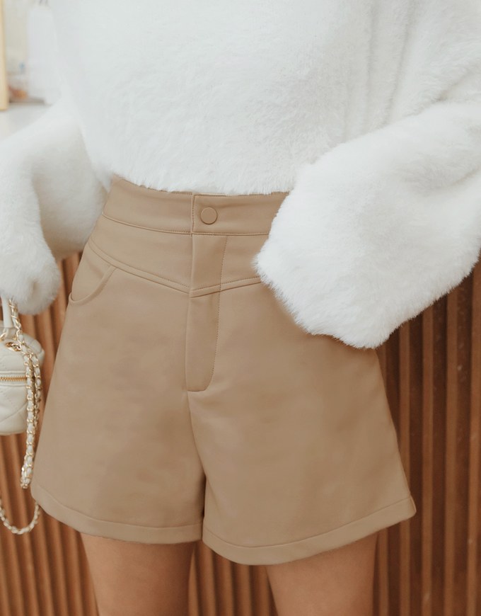 Tailored High Waist Leather Shorts