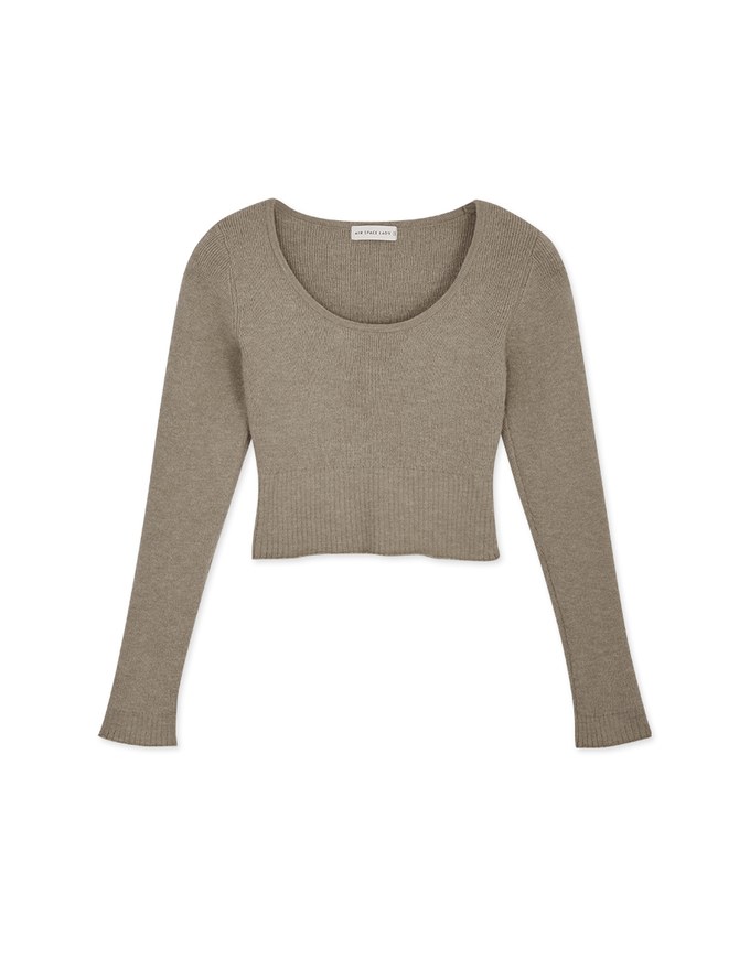 Round Neck Knit FItted Crop Top